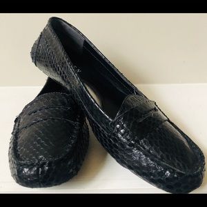Ralph Lauren Black Snakeskin Moccasin Loafer S8